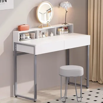 Современный компьютер для домашнего офиса, письменный стол, туалетный столик для макияжа с металлическими серебристыми ножками для спальни, туалетные принадлежности, мебель, комод