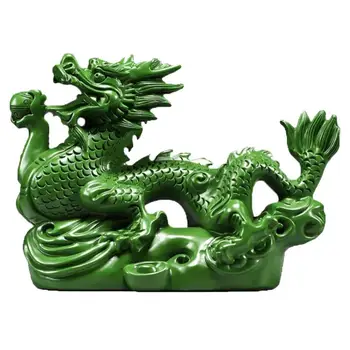 2024 Статуя китайского зодиака Good Lucky Dragon Деревянная китайская скульптура дракона Фэн-шуй для офиса, украшения столешницы дома