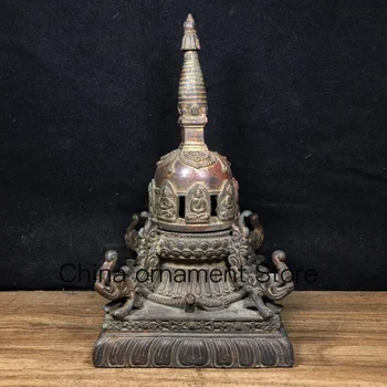 22 см Буддийские реликвии из чистой меди, украшения пагоды, медный сундук с сокровищами, печатная башня, алмазный инструмент