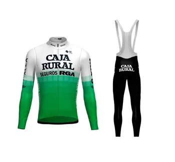 ВЕСНА ЛЕТО 2023 Велосипедная Майка Caja Rural TEAM с длинным рукавом, велосипедная одежда с нагрудниками Ropa Ciclismo