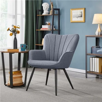 Современный стул с обивкой из ткани, деревянный каркас и металлические ножки, стулья для спальни, мебель для гостиной, комнаты для гостей