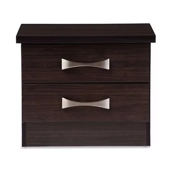 Современная деревянная тумбочка для хранения с 2 ящиками Темно-коричневого цвета, Прикроватный столик, Тумбочки для спальни, Прикроватный столик, Черный