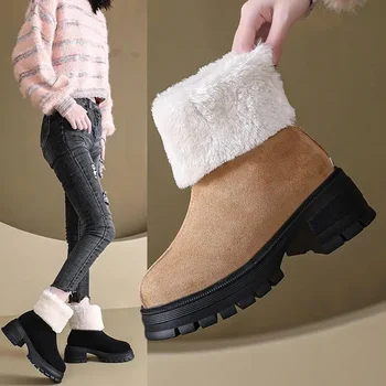 Женские ботинки Girls Dr. Осень и зима 2023, новые короткие сапоги с мягкой подошвой с круглым носком, для похудения в британском стиле и бархат