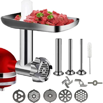 Металлическая насадка для измельчения пищевых продуктов для миксера KitchenAid, аксессуары для мясорубки Включают трубочки для начинки колбасы