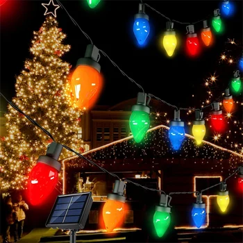 Y2K Солнечные струнные фонари Наружные водонепроницаемые Рождественские украшения Хрустальный глобус Патио Светильники для вечеринки в саду на крыльце 366