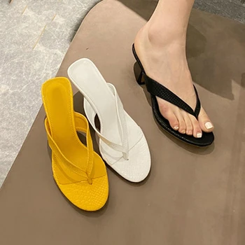 Летние уличные сандалии 2021 года, Новые брендовые женские тапочки-шлепанцы, женские шлепанцы на тонких высоких каблуках, Элегантная женская обувь