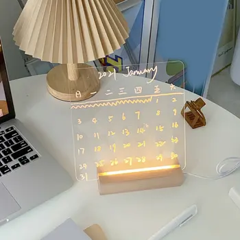 Деревянное Основание Светодиодной Лампы 3D Led Night Lamp USB Кабельный Переключатель DIY Night Light Base Длиной 15 см Акриловое Деревянное Основание Лампы Белый / Теплый Свет