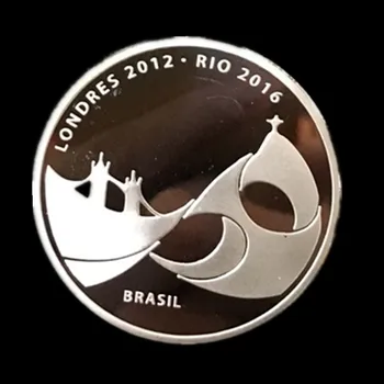 5 Шт. Передача спортивного факела с 2012 по 2016 год из Лондона в Рио Бразилия посеребренный спортивный плеер 40 x 3 мм сувенирная декоративная монета
