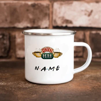 Подарочная эмалированная чашка с пользовательской печатью, персонализированный текст имени, кофейная кружка Прямая поставка