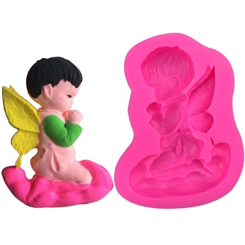 3D мальчик ангел форма для мыла Angel Prayer инструменты для украшения шоколадного торта силиконовая форма для помадки DIY T0219