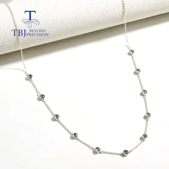 Ожерелье из стерлингового серебра 925 пробы с натуральным небесно-голубым топазом длиной 64 см, ожерелье, ювелирные изделия ручной работы для женщин, приятный подарок жене