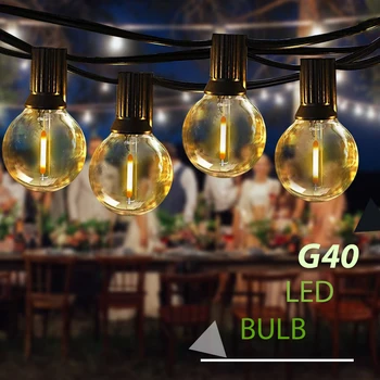21M LED Fairy String Light Гирлянда LED Globe G40 Наружные Пульговые Лампы Уличные Гирлянды Для Вечеринки На Заднем Дворе Винтажные Лампы Украшения