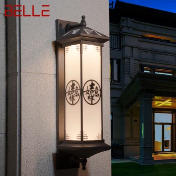 BELLE Открытый Солнечный Настенный Светильник Творчество Китайский Кофе Бра Свет LED Водонепроницаемый IP65 для Дома Вилла Балкон Двор