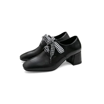 BLXQPYT/ Весенне-осенняя женская обувь из лакированной кожи на высоком каблуке, модные туфли-лодочки с квадратным носком, свадебная вечеринка, танцевальная обувь, размер 30-50 158-1